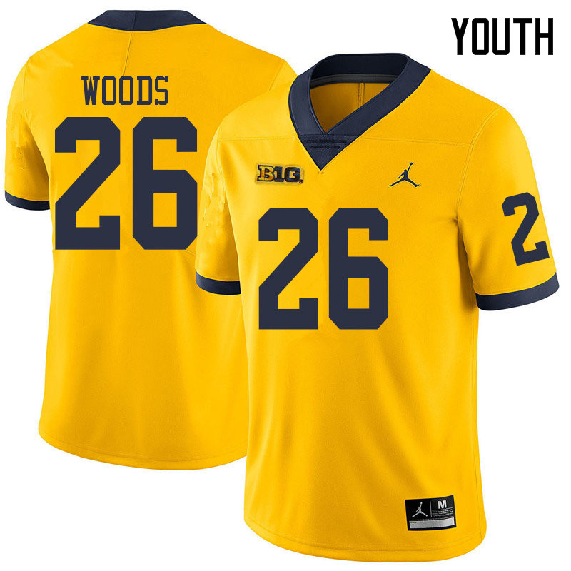 Jordan Brand Youth #26 J'Marick Woods Michigan Wolverines College Football Jerseys Sale-Yellow